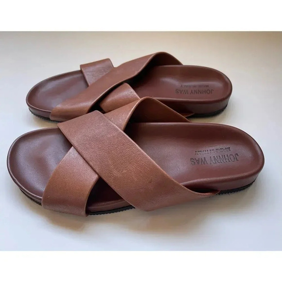 Johnny Was Brown Leather Sandal Slides Shoes 40 9 - Picture 3 of 5